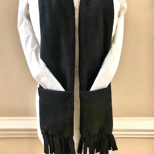 Black Lux Fleece Two Pocket Scarf with One Hidden Zippered Pocket