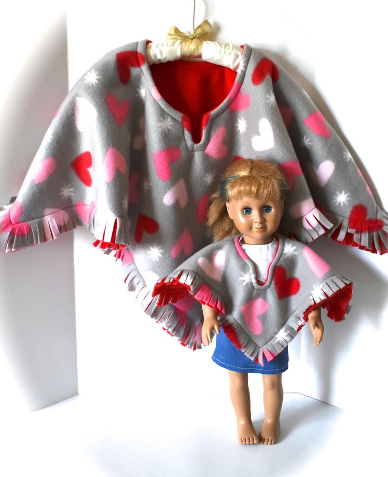Matching Reversible Fleece Poncho Set for a Child & American Etsy