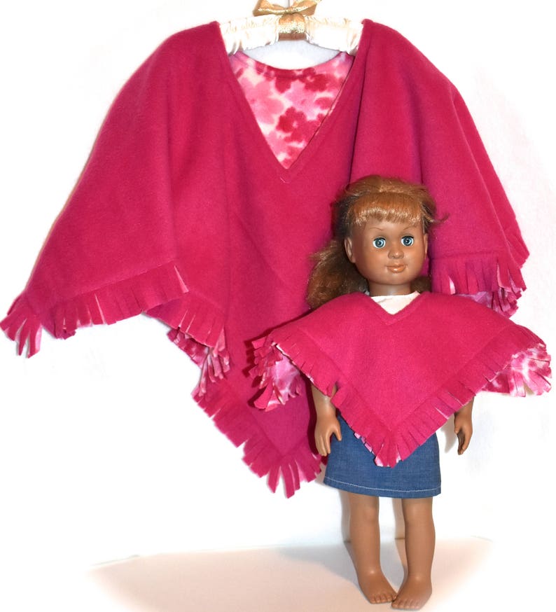 Matching Reversible Fleece Poncho Set for a Girl and American Etsy