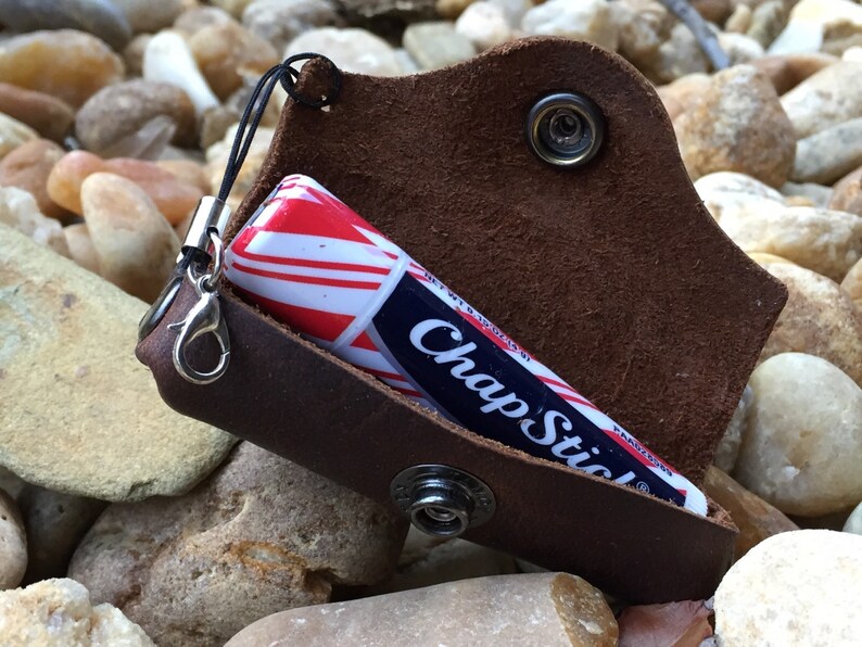Chapstick Lip Balm Holder Leather Keychain Lanyard Etsy