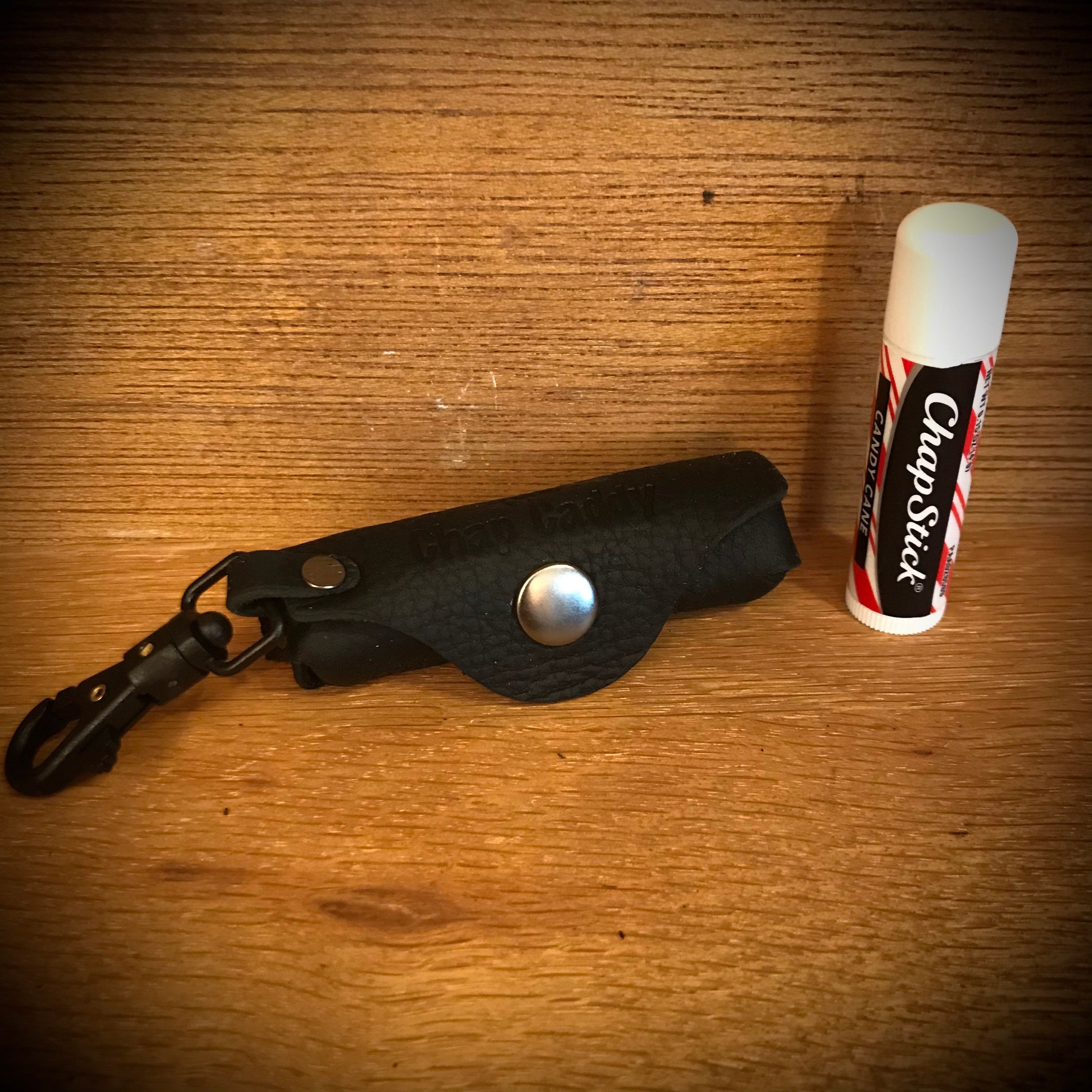 Black Leather Lip Balm Holder Swivel Clip Edition...The Chap Etsy