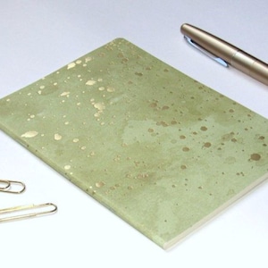 Travelers Notebook Insert--"LMGG" Gold Foil Green Paint Splatter TN Insert