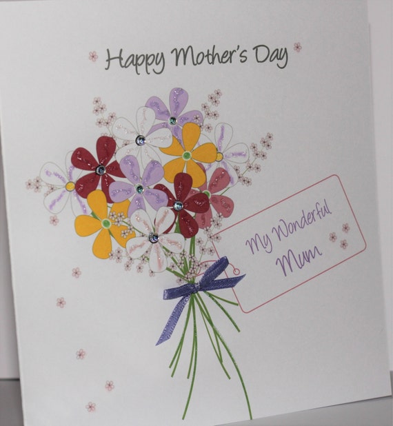 Personalised Mother/'s Day Card Handmade Mum Mummy Lovely Mum Mom Mam Mama Mammy