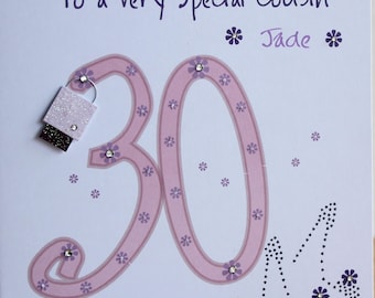 Beautiful Pesonalised Handmade 30th Birthday Card-Shoes and Handbag Design. Mum,Daughter,Niece,Granddaughter,Sister, Daughter in Law,Friend