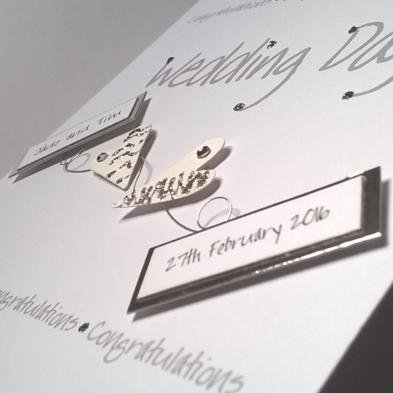 Groom. Lovely Personalised Handmade Wedding Day Card Bride Two 3d Hearts Design