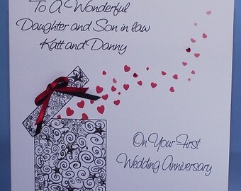 Personalised Handmade 1st to 40th Wedding Anniversary card.