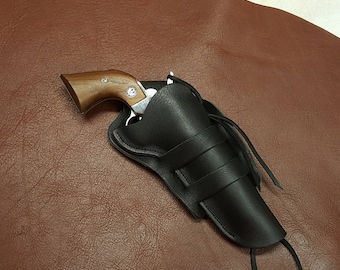 Western Gun Leather Ruger Single Six, Ten, and Seven 22 and 327 caliber Cross Draw Holster Single Action for 5 1/2 inch barrel.