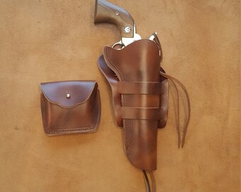 Western Gun Leather Ruger Single Six 22 and .17 caliber Side Draw Holster Single Action for 6 1/2 inch barrel.