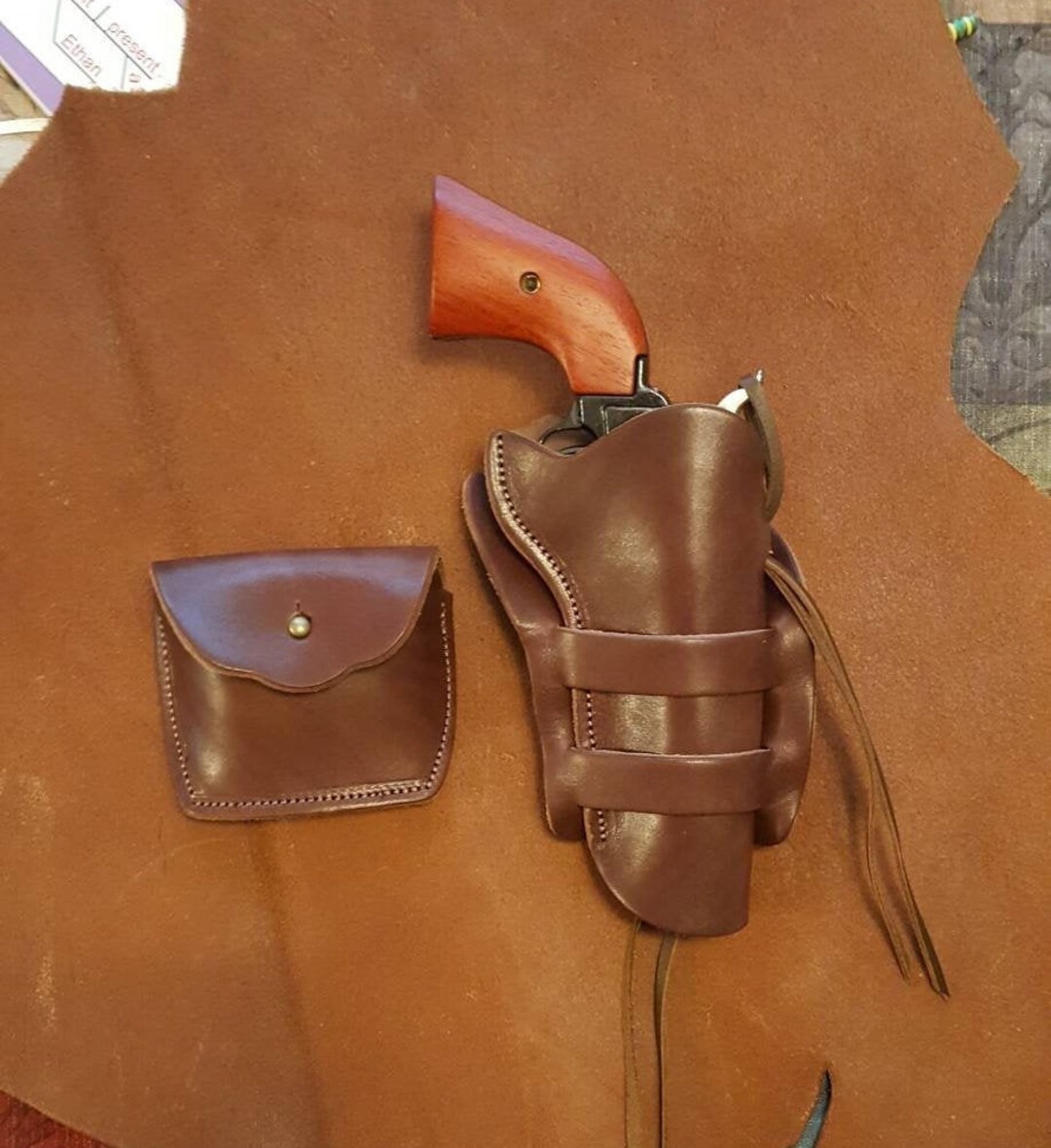 35 Leather Rifle scabbard fits Heritage Rough Rider 4.75, 5