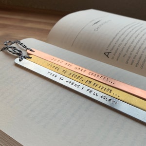 Custom Metal Stamped Bookmark, Personalized Bookmark, Customizable, Personalized Gift, Keepsake, Fathers Day Gift image 1