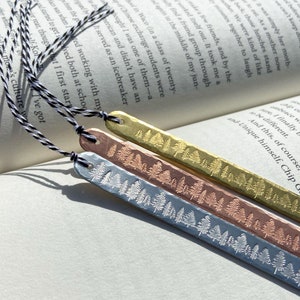 Metal Stamped Forest Bookmark, Bookmark Gift, Sturdy Bookmark, Trees, PNW Gifts, Fathers Day gift, Birthday Gift, Book Lover Gift