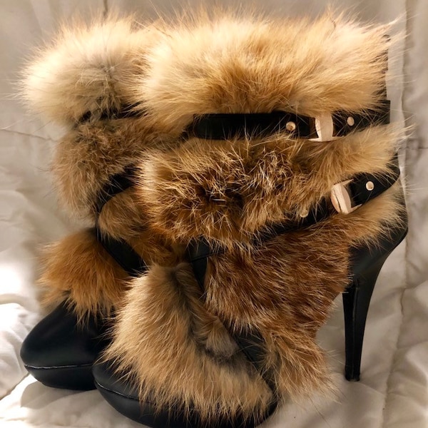 Authentic fur trimmed boots