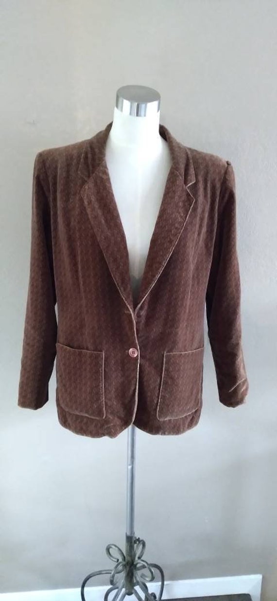 70s Velvet Blazer/MED/Brown Burnt Orange/Campus Ca