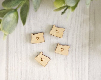 Oregon with Heart Engraved Wood Blanks for Creating Stud Earrings, Unfinished Wood Earring Blanks, GT-00-0431