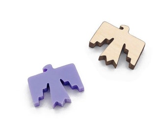 Aztec Thunderbird Shaped Wood or Acrylic Earring Blanks, Glitter Acrylic Jewelry Cabochon Stud Earring Blanks, GT-00-0358