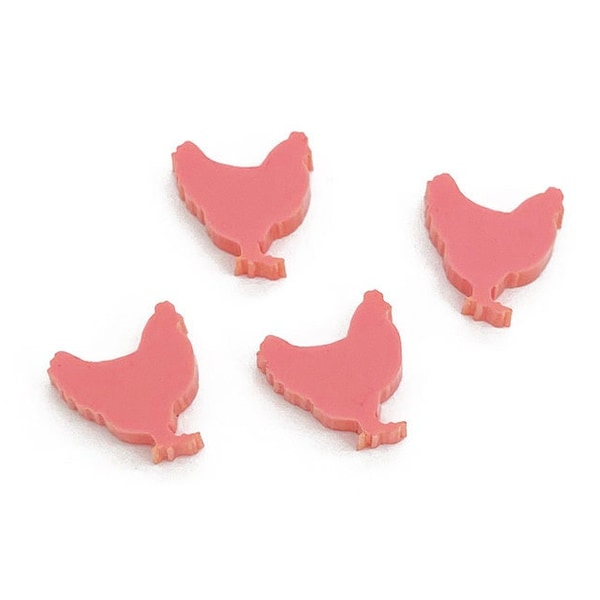 Chicken Acrylic Cabochons, Glitter Cabochons, Laser Cut Acrylic Shape, Acrylic Earring Supplies, Mini Acrylic Cabochon, GT-03-0027