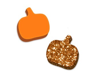 Pumpkin Shaped Wood or Acrylic Earring Blanks, Glitter Acrylic Jewelry Cabochon Stud Earring Blanks, GT-00-0413