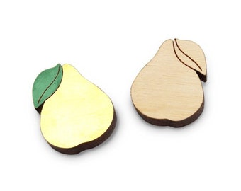 Pear Stud Earring Blanks, gegraveerde houten sieraden Cabochon Blanks, lasergesneden en gegraveerde kleine houten vormen, GT-00-0555