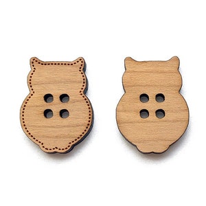 Owl Buttons, Wooden Buttons, Laser Cut Wood Buttons, Knitting Buttons, Sewing Buttons, Crochet Buttons, Buttons, GT-02-0004