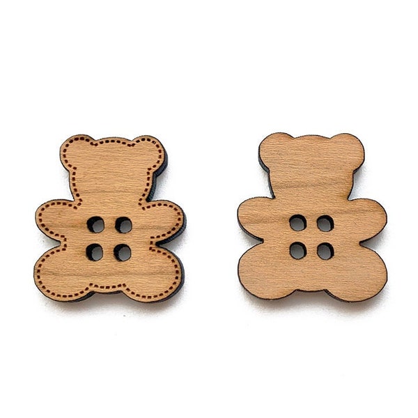 Teddy Bear Buttons, Wooden Buttons, Laser Cut Wood Buttons, Knitting Buttons, Sewing Buttons, Crochet Buttons, Buttons, GT-02-0001