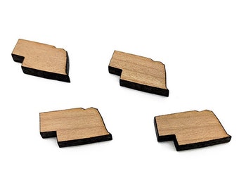 Wood Cabochon, Mini Wood Shape, Laser Cut Wood, Wood Flat Back, Earring Supplies, Wood Earring Blanks, Nebraska, GT-00-0077