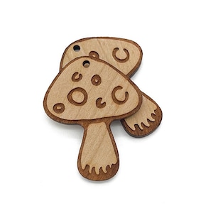 Charmes de bijoux en bois gravés champignon pour la fabrication de bijoux, ébauches de bijoux en bois, ébauches en bois, ébauche de bijoux, GT-01-0297