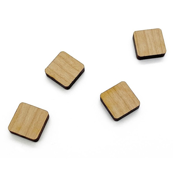 Wood Cabochon, Mini Wood Shape, Laser Cut Wood, Wood Flat Back, Earring Supplies, Wood Earring Blanks, Square, GT-00-0227