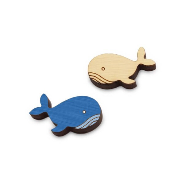 Stud Earring Blanks, Cute Whale Engraved Wood Jewelry Blanks, Laser Cut & Engraved Mini Wood Shapes, GT-00-0469