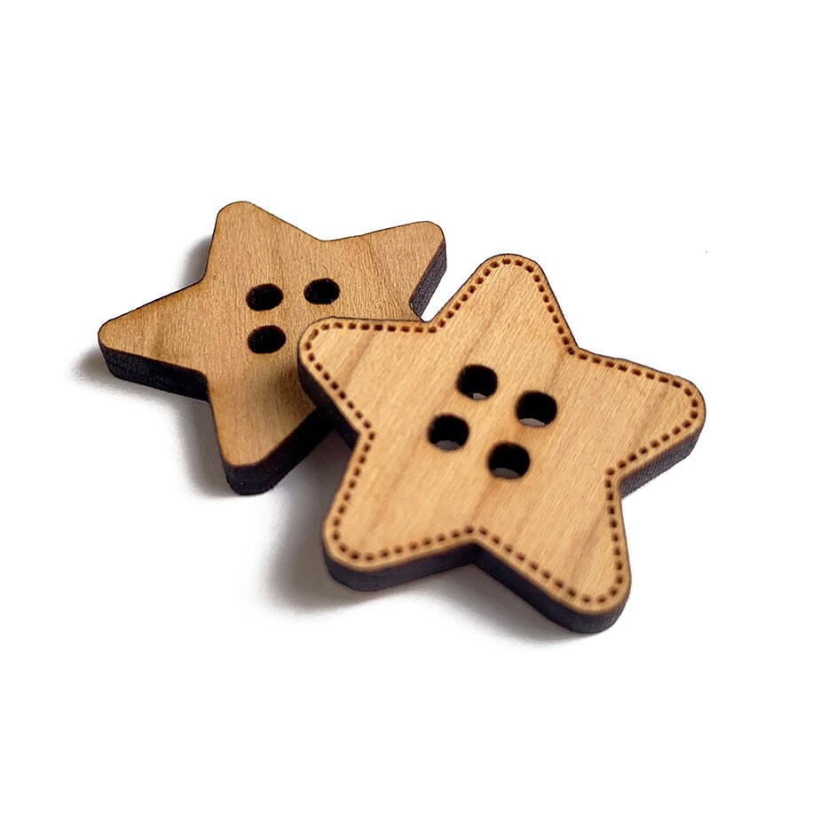 Star Buttons, Wooden Buttons, Laser Cut Wood Buttons Star Buttons, Wooden Buttons, Laser Cut Wood Buttons