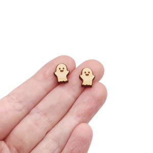 Stud Earring Blanks, Ghost Ready to Paint Laser Cut and Engraved Wood Flat Back Stud Earring Blanks, GT-00-0133 image 2