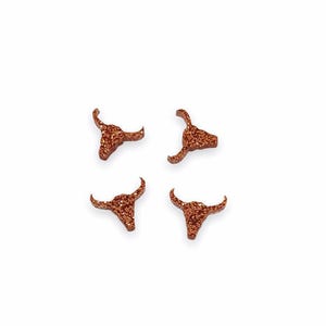 Longhorn Orange Glitter Cabochons, Laser Cut Acrylic Shape, Acrylic Earring Supplies, Mini Acrylic Cabochon, Earring Blanks, GT-03-0008
