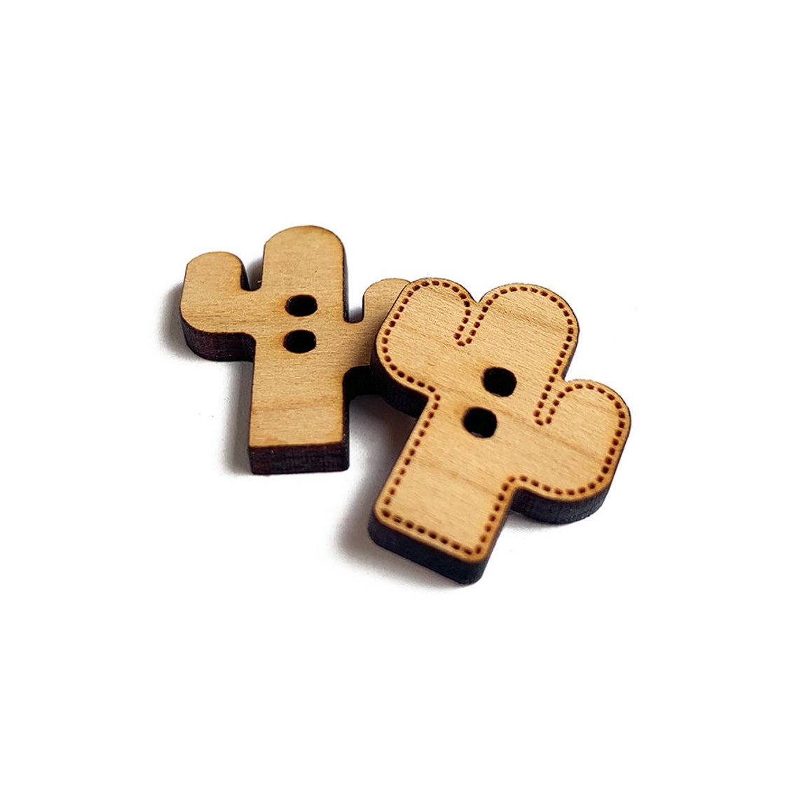 Cactus Buttons, Wooden Buttons, Laser Cut Wood Buttons, Knitting ...