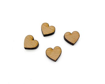 Wood Cabochon, Mini Wood Shape, Laser Cut Wood, Wood Flat Back, Earring Supplies, Wood Earring Blanks, Heart Shape, GT-00-0151