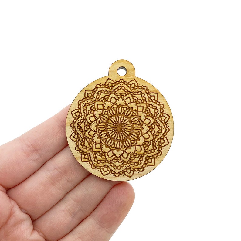 Detailed Mandala Pendant GT-01-0170 Keychain Charms Keychain Supplies Jewelry Blank Necklace Charms Large Charms Wooden Charms