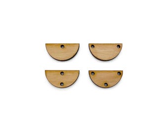 Half Circle Wood Jewelry Connector Blanks, 25mm x 13mm Half Round Wooden Jewelry Making Supplies, GT-01-0127