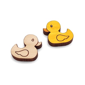 Rubber Duck Engraved Wood Cabochons, Engraved Wood, Wood Flat Back, Earring Supplies, Mini Wood Shapes, GT-00-0316