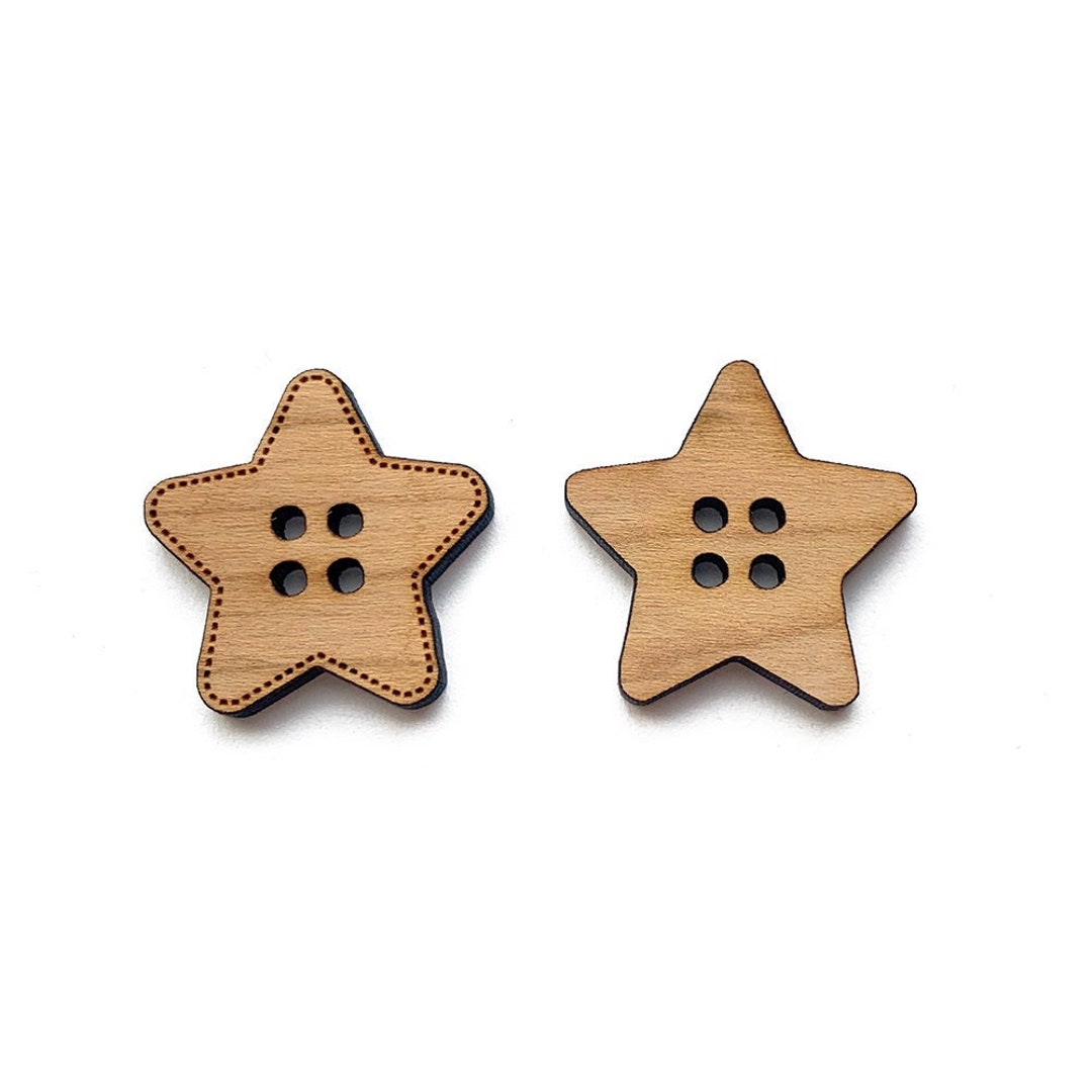 Star Buttons, Wooden Buttons, Laser Cut Wood Buttons, Knitting Buttons ...
