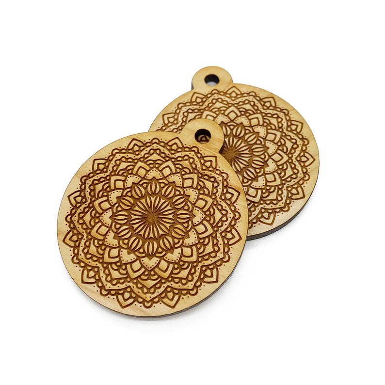 Detailed Mandala Pendant GT-01-0170 Keychain Charms Keychain Supplies Jewelry Blank Necklace Charms Large Charms Wooden Charms