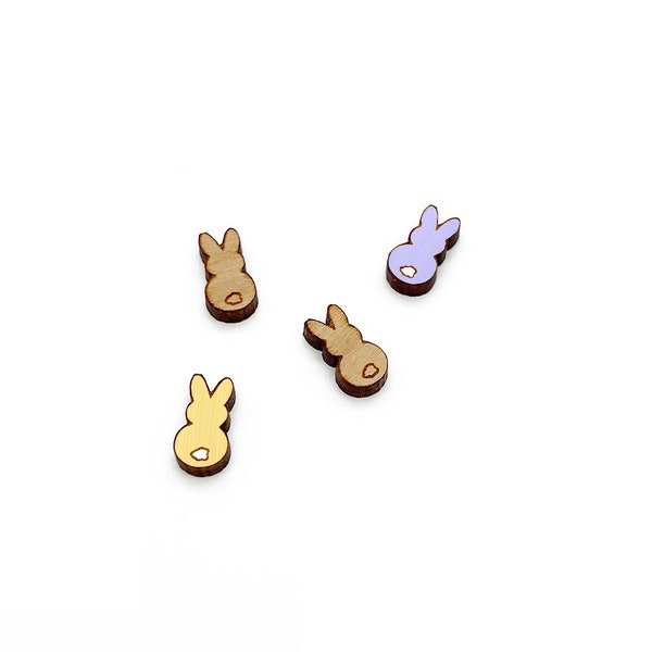 Bunny with Tail Engraved Wood Cabochons, Engraved Wood, Wood Flat Back, Earring Supplies, Mini Wood Shapes, GT-00-0327