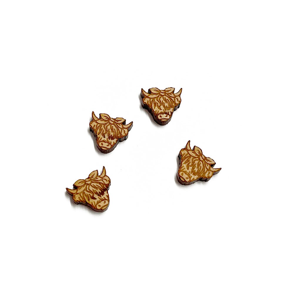 Highland Cow Engraved Wood Cabochons, Engraved Wood, Wood Flat Back, …