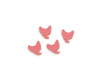 Chicken Acrylic Cabochons, Glitter Cabochons, Laser Cut Acrylic Shape, Acrylic Earring Supplies, Mini Acrylic Cabochon, GT-03-0027