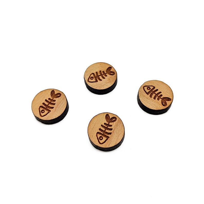 Laser Cut Wood Wood Cabochon Earring Supplies Mini Wood Shape GT-00-0029 Fish Bone Mini Wooden Shapes Wood Flat Back