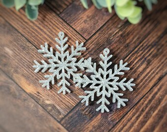 Snowflake Silver Glitter Jewelry Charms, Laser Cut Acrylic Shape, Acrylic Earring Supplies, Earring Charms, Earring Blanks, GT-06-0003