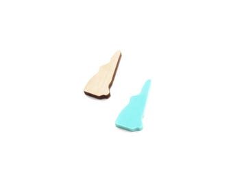 New Hampshire Shaped Wood or Acrylic Stud Earring Blanks, Glitter Acrylic Jewelry Cabochon Blanks, Laser Cut Shape, GT-00-0503