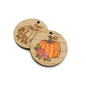 Fall Pumpkin Wood Earring Blanks, Wood Blank, Jewelry Blanks, Wood Necklace Blanks, Wooden Blanks, Jewelry Blank, GT-01-0221