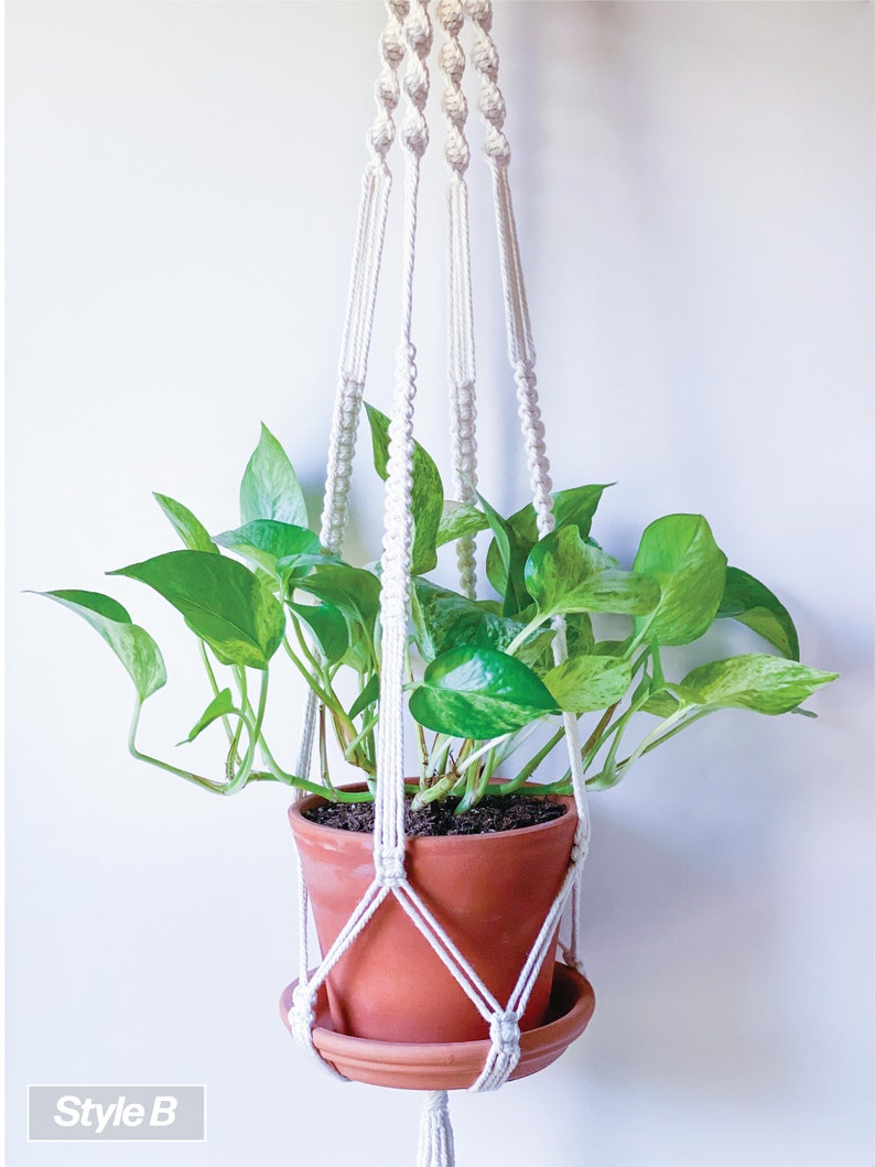 Short Macrame Plant Hanger 3ft. Wall Hanger Minimalist Etsy