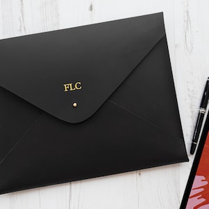 Android-tablet 15" leren hoeshoes MONOGRAM - zwart