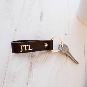 Personalised Leather Keyring Key fob Keychain housewarming gift monogram no gift box