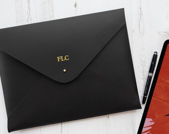 Android Tablet 15" Leather Sleeve Case MONOGRAM - Black