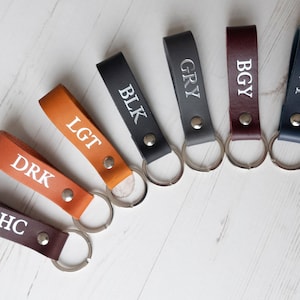 Personalised Leather Keyring Key fob Keychain housewarming gift monogram image 1